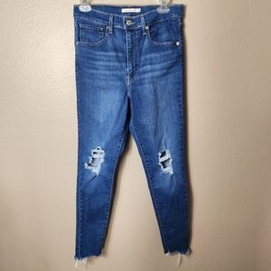 Levis Mile High Super Skinny Raw Hem Distressed Jeans-Size 30